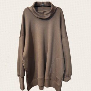 Free People Brown Cowl Neck Sweatshirt
